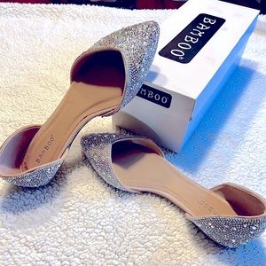 Bamboo | Silver Embellished Diary D'Orsay Flat - Women